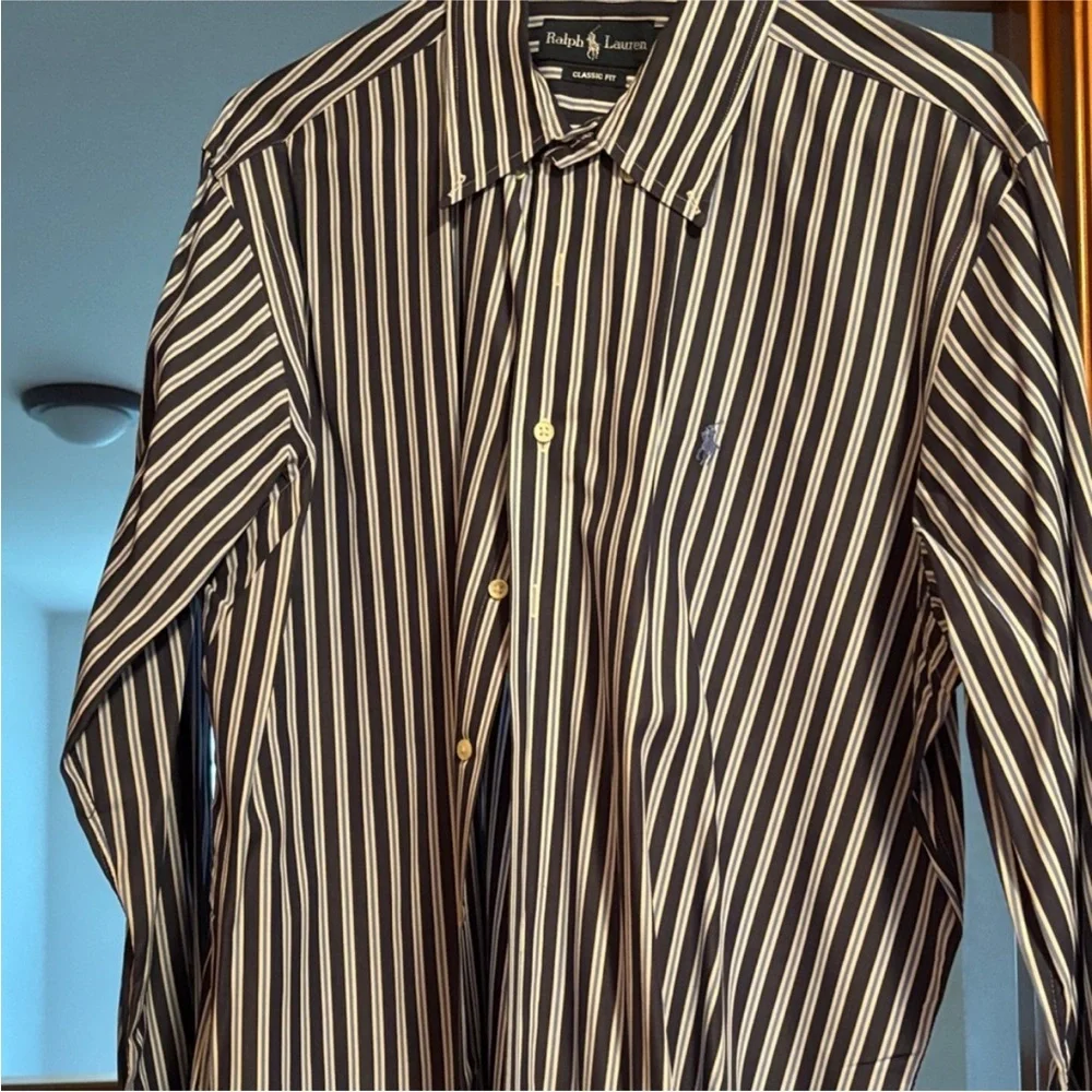 Ralph Lauren Men's Navy Striped Shirt - xLarge - Picture 4 of 4
